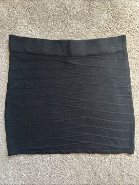 Planet Gold Black Knit Mini Skirt